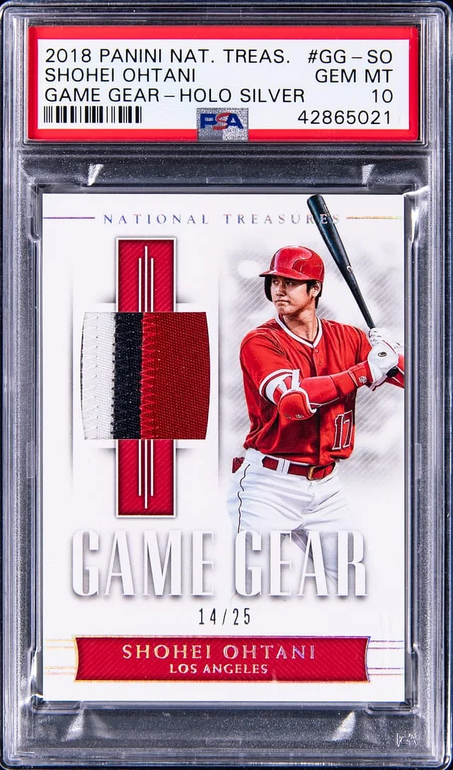 2018 Panini National Treasures Shohei Ohtani Game-Gear Holo Silver #GG-SO card image