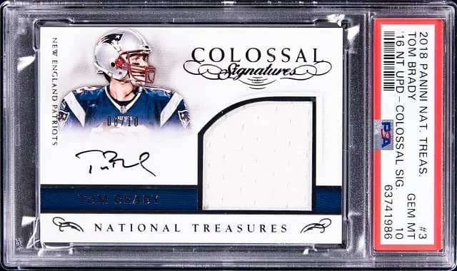 2018 Panini National Treasures Tom Brady 16 National Treasures Update Colossal Signatures #3 card image
