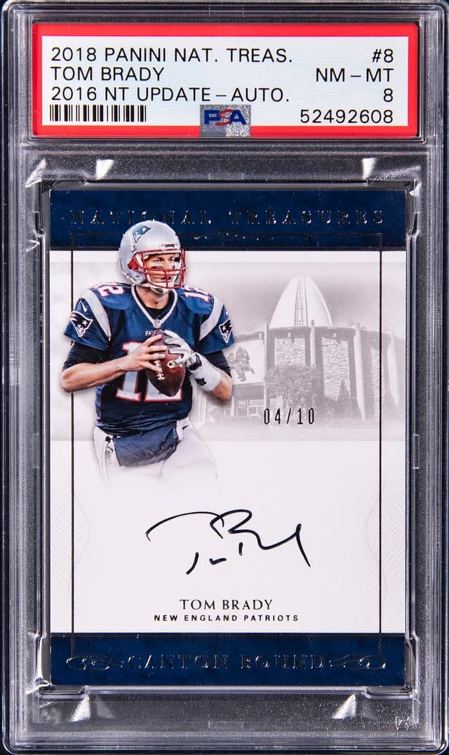 2018 Panini National Treasures Tom Brady 16 National Treasures Update Autograph #8 card image