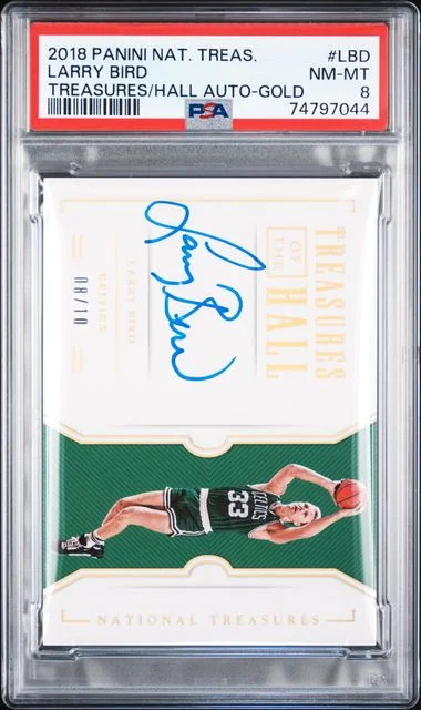 2018 Panini National Treasures Treasures Of The Hall Autographs Gold Lbd Larry Bird #no-number card image