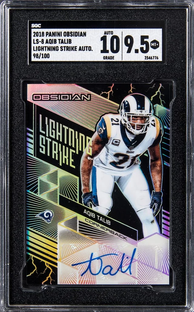 2018 Panini Obsidian Aqib Talib Lightning Strike Autographed #LS-8 card image