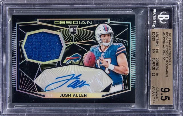 2018 Panini Obsidian Josh Allen Jersey Autograph Electric Etch Green #RJ-JA card image