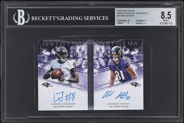 2018 Panini Origins Lamar Jackson/Hayden Hurst Stars Dual Autographs #RDS-BAL card image