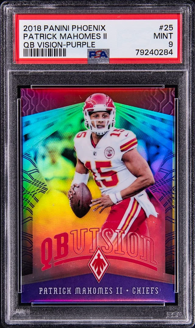 2018 Panini Patrick Mahomes II Phoenix QB Vision Purple #25 card image