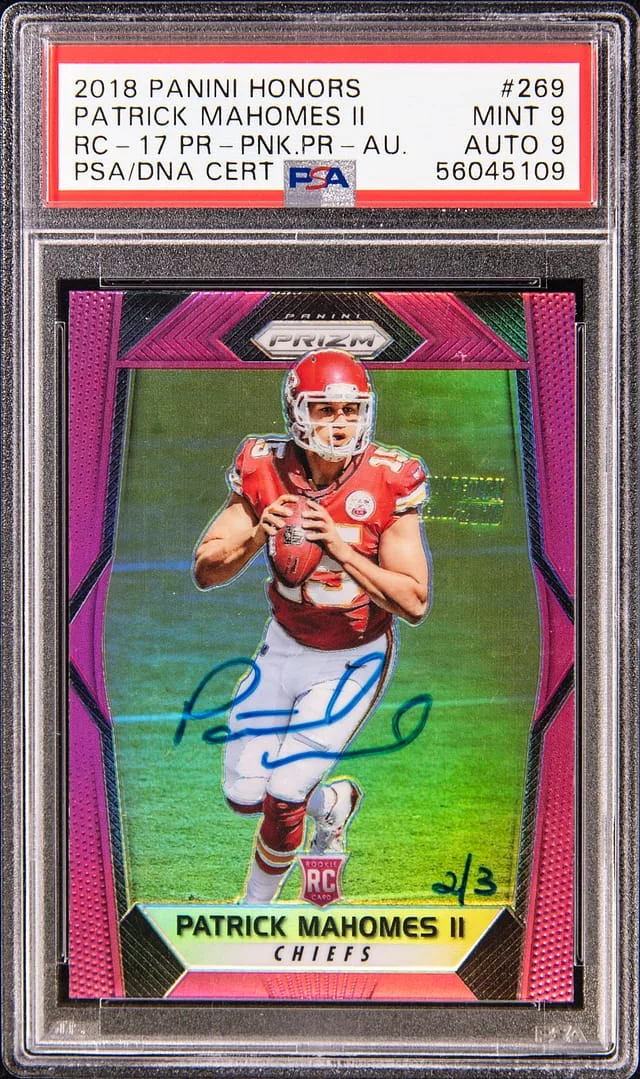 2018 Panini Patrick Mahomes II Honors Recollection Collection Autographs '17 Prizm Pink Prizm #269 card image