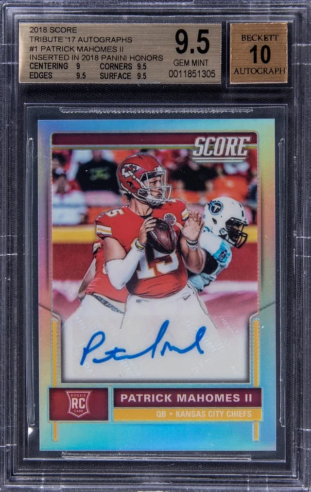 2018 Panini Patrick Mahomes II Honors 2017 Score Tribute Autographs Silver Prizm #403 card image