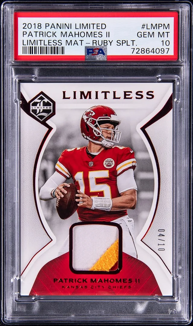 2018 Panini Patrick Mahomes Ii Limited Limitless Materials Ruby Spotlight #LMPM card image