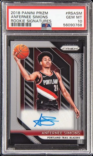 2018 Panini Prizm Anfernee Simons Signatures #RS-ASM card image