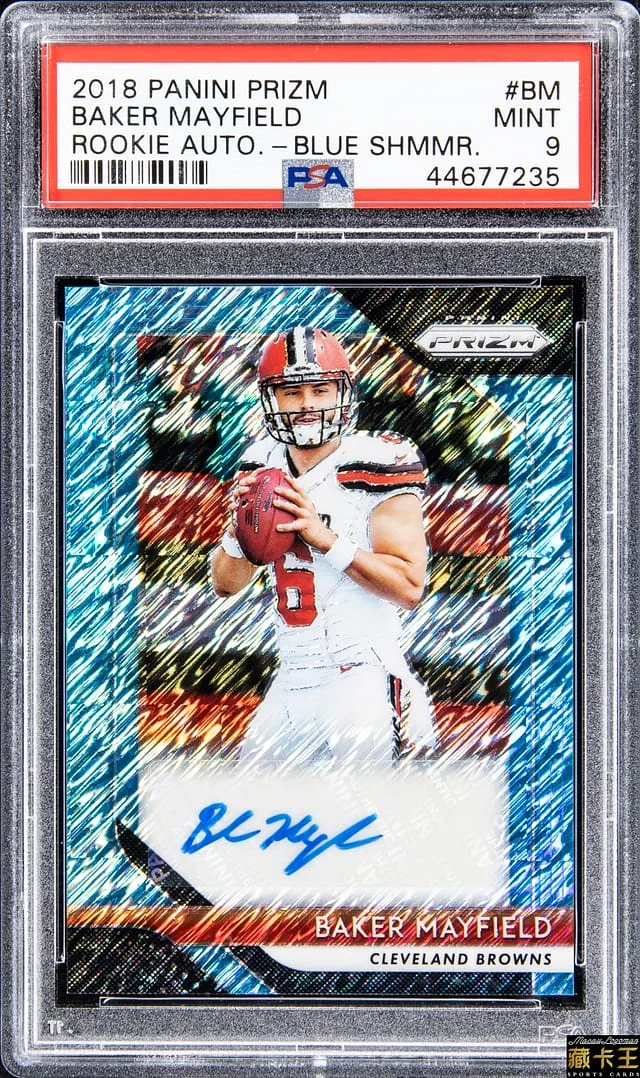2018 Panini Prizm Baker Mayfield Autograph Blue shimmer #RA-BM card image