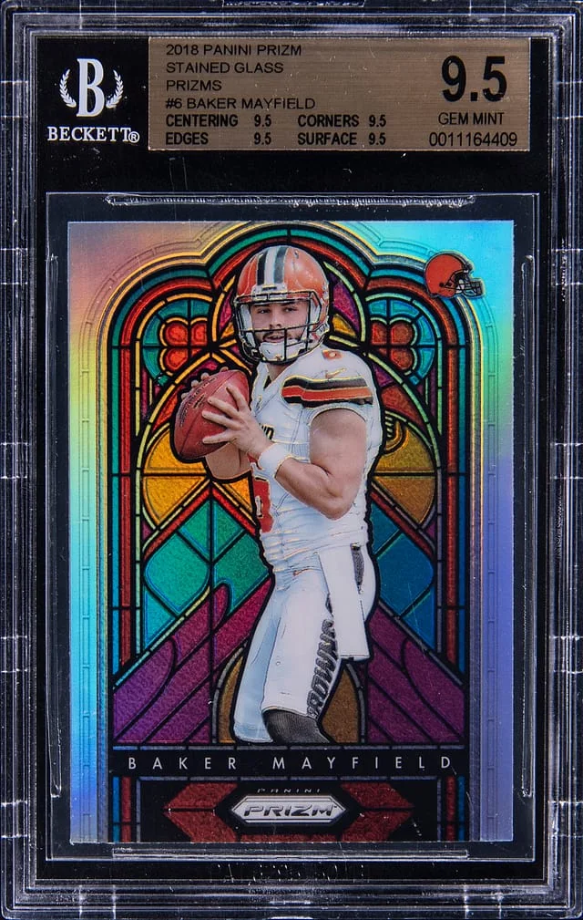 2018 Panini Prizm Baker Mayfield Stain Glass Prizms #SG-6 card image
