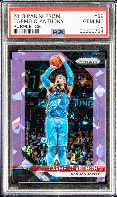 2018 Panini Prizm Carmelo Anthony Purple Ice #59 card image