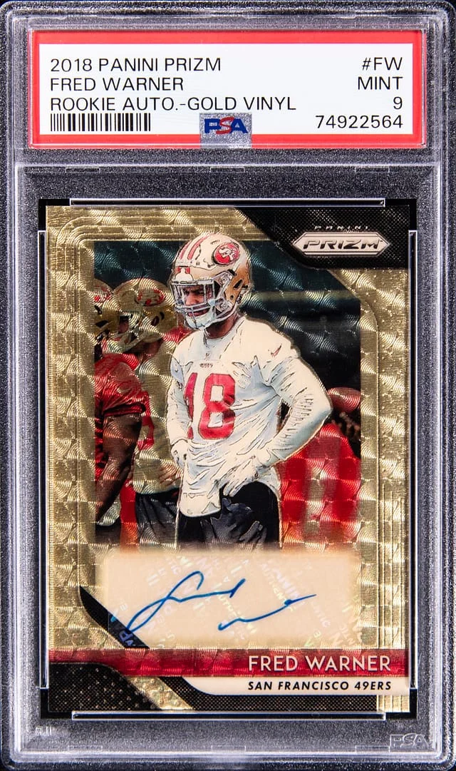 2018 Panini Prizm Fred Warner Autograph Gold Vinyl #RA-FW card image