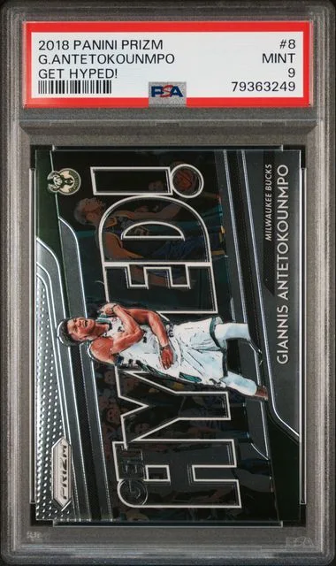 2018 Panini Prizm Giannis Antetokounmpo Get Hyped! #8 card image