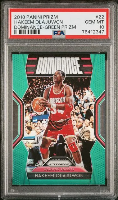 2018 Panini Prizm Hakeem Olajuwon Dominance Green Prizm #22 card image