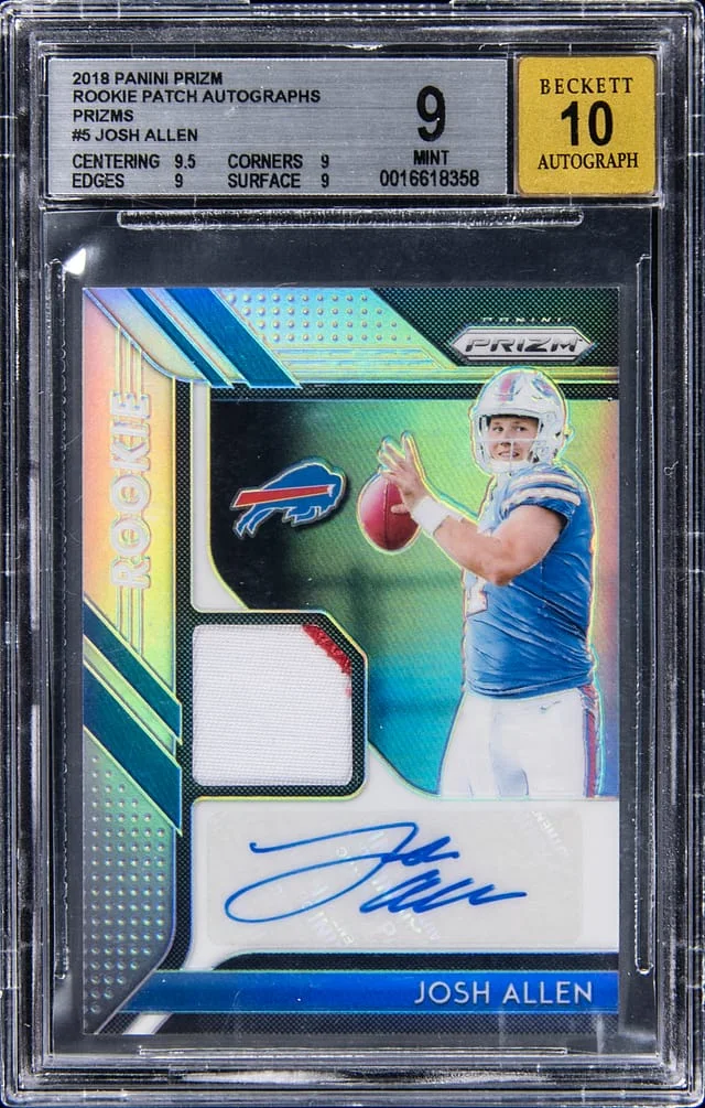 2018 Panini Prizm Josh Allen Patch Autographs Prizm #5 card image
