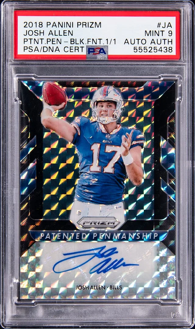 2018 Panini Prizm Josh Allen Patented Penmanship Black Finite Prizm #PPP-JA card image