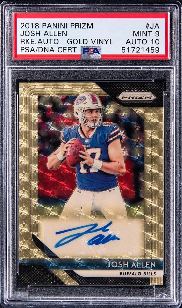 2018 Panini Prizm Josh Allen Autographs Gold Vinyl Prizm #RA-JA card image
