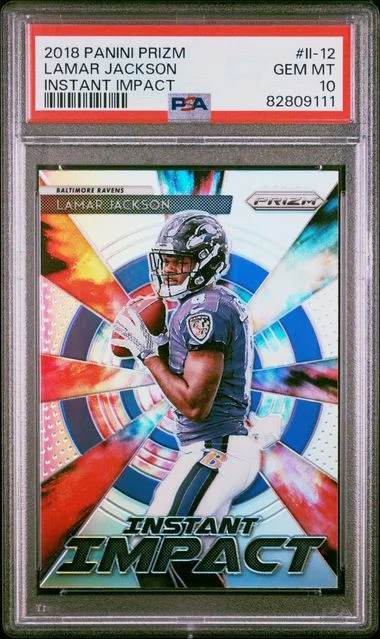 2018 Panini Prizm Lamar Jackson Instant Impact #II-12 card image