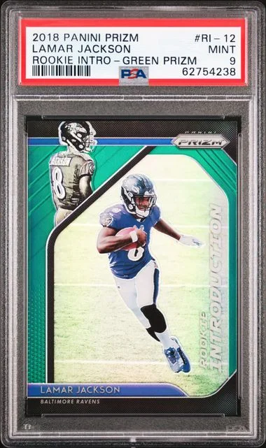 2018 Panini Prizm Lamar Jackson Introduction Green Prizm #RI-12 card image