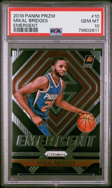 2018 Panini Prizm Mikal Bridges Emergent #10 card image