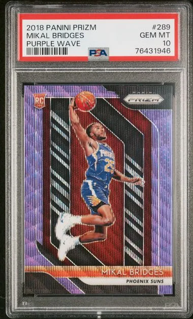 2018 Panini Prizm Mikal Bridges Purple Wave #289 card image