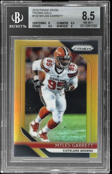 2018 Panini Prizm Myles Garrett Gold Prizm #152 card image