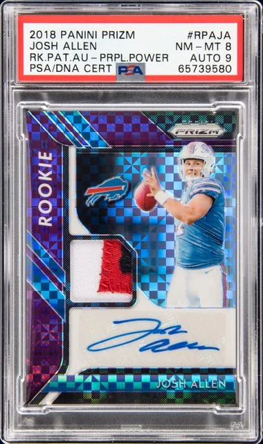 2018 Panini Prizm Patch Autographs Purple Power Rpaja Josh Allen #no-number card image