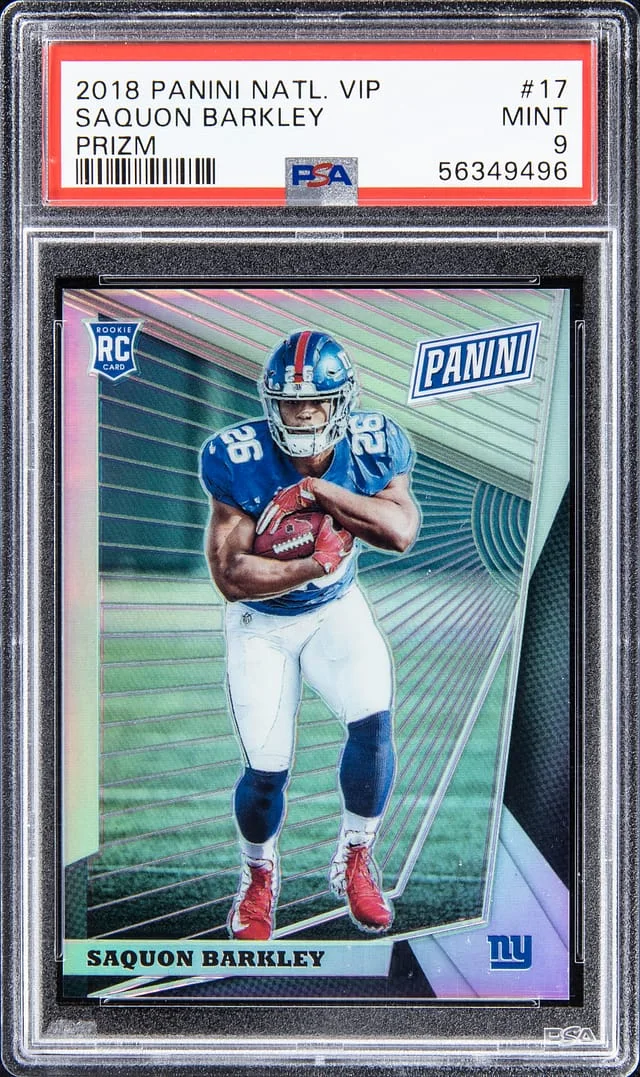 2018 Panini Saquon Barkley National VIP Silver Prizm #17 card image