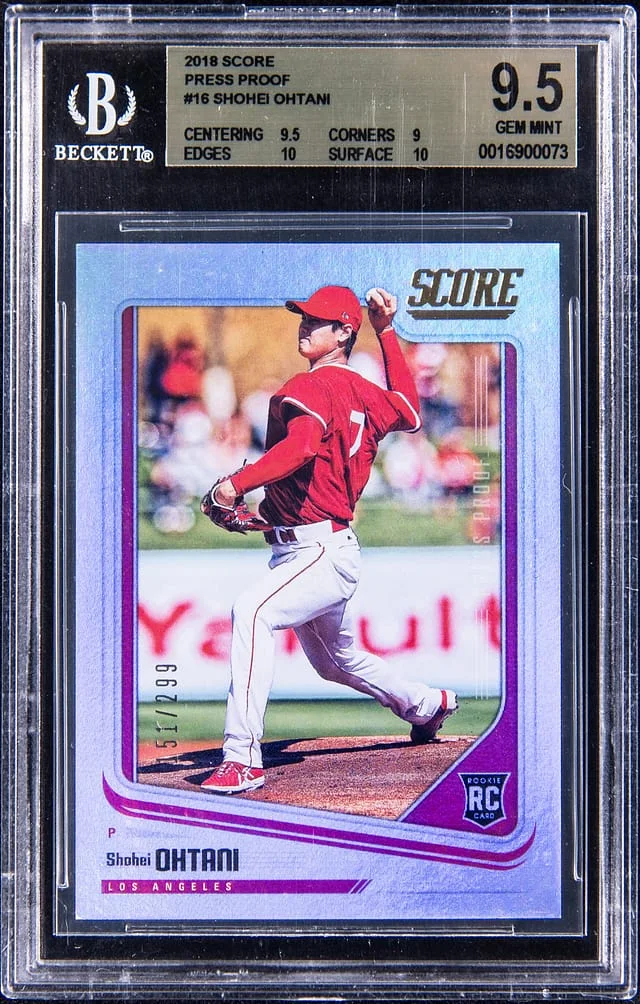 2018 Panini Score Shohei Ohtani Press Proof #16 card image