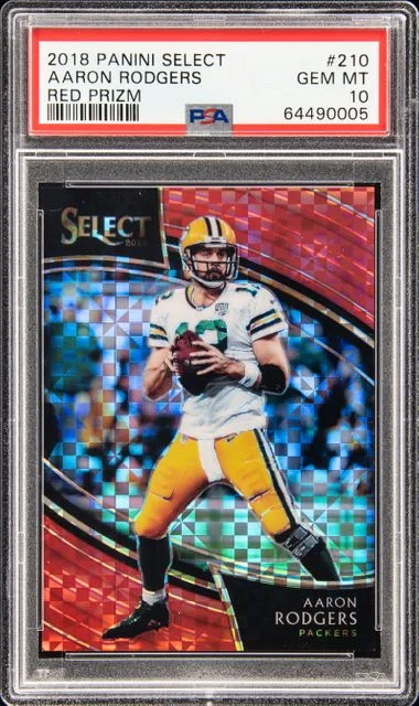2018 Panini Select Aaron Rodgers Red Prizm #210 card image