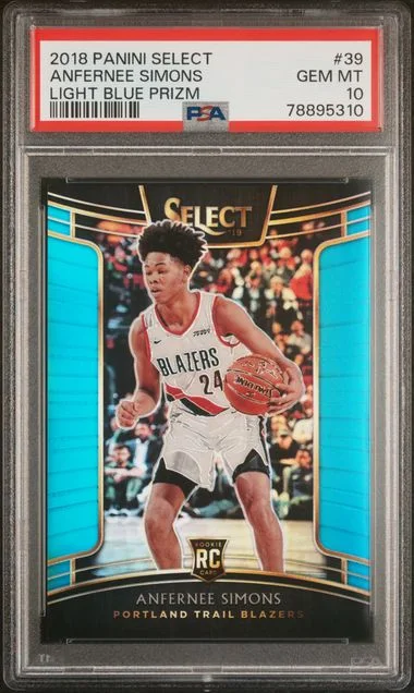 2018 Panini Select Anfernee Simons Light Blue Prizm #39 card image