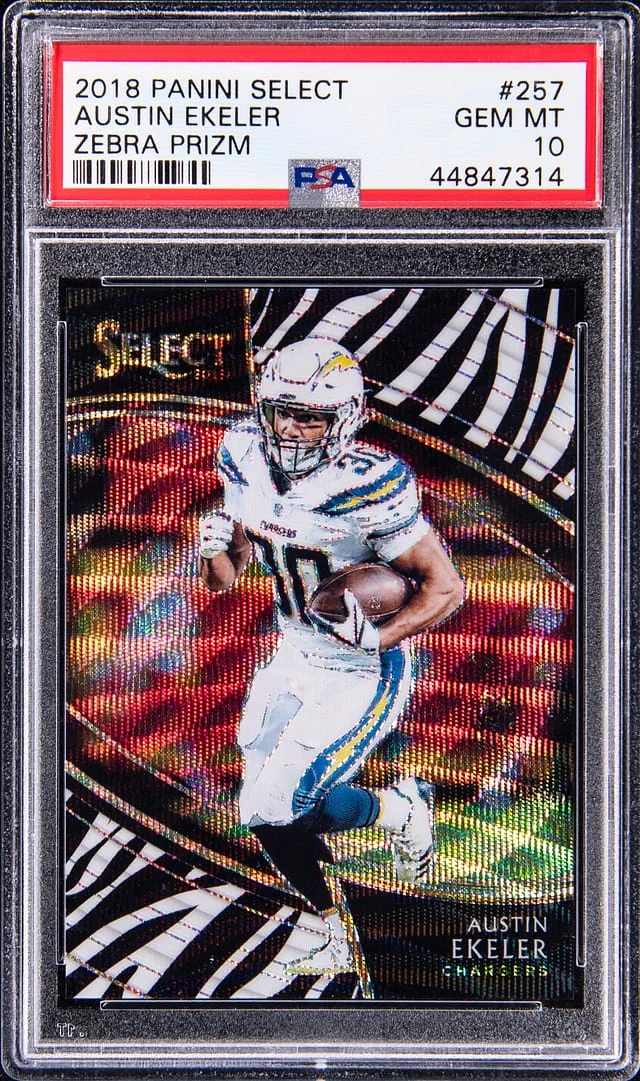 2018 Panini Select Austin Ekeler Zebra Prizm #257 card image