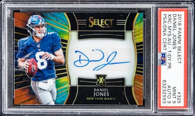 2018 Panini Select Daniel Jones XRC Mystery Autograph Tie Dye Prizms #325 card image