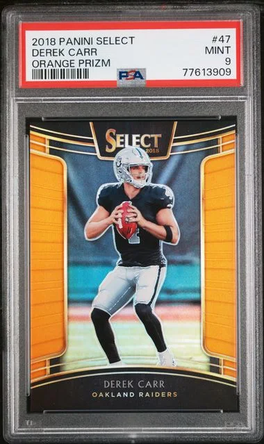 2018 Panini Select Derek Carr Orange Prizm #47 card image