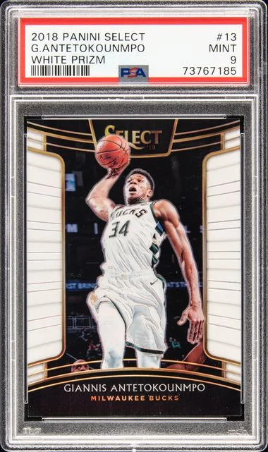 2018 Panini Select Giannis Antetokounmpo White Prizm #13 card image
