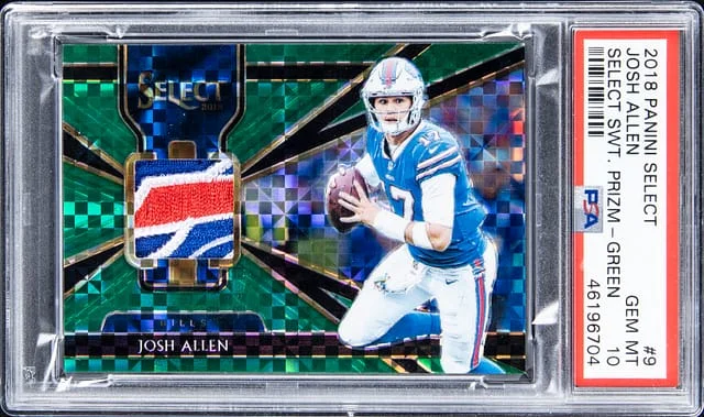 2018 Panini Select Josh Allen Swatches Prizm Green #9 card image
