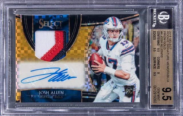 2018 Panini Select Josh Allen Signature Memorabilia Gold Prizm #RM-JA card image