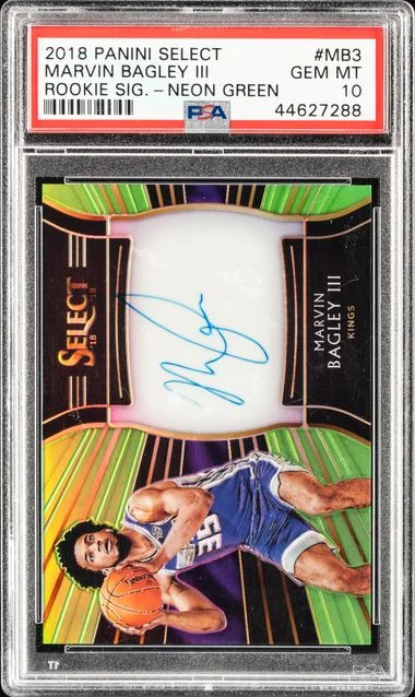 2018 Panini Select Marvin Bagley III Signatures Neon Green #MB3 card image