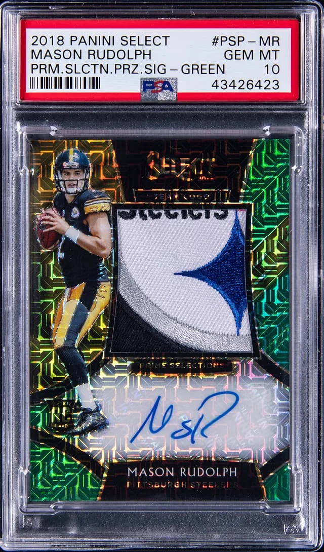 2018 Panini Select Mason Rudolph Prime Selections Prizm Signatures Green #PSP-MR card image