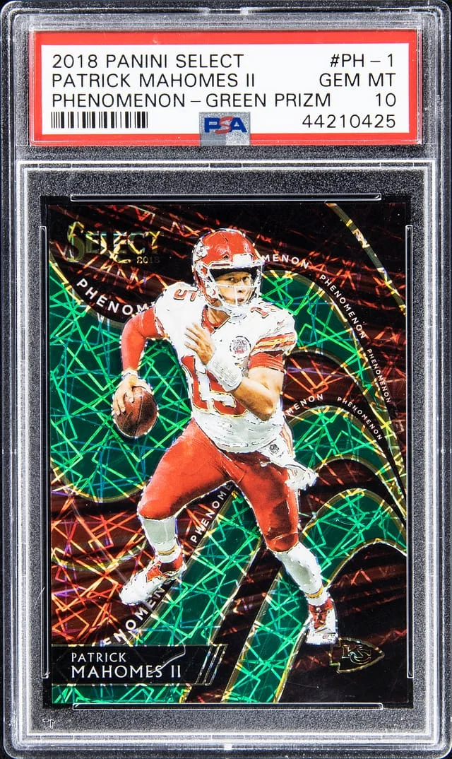 2018 Panini Select Patrick Mahomes II Phenomenon Green Prizm #PH-1 card image