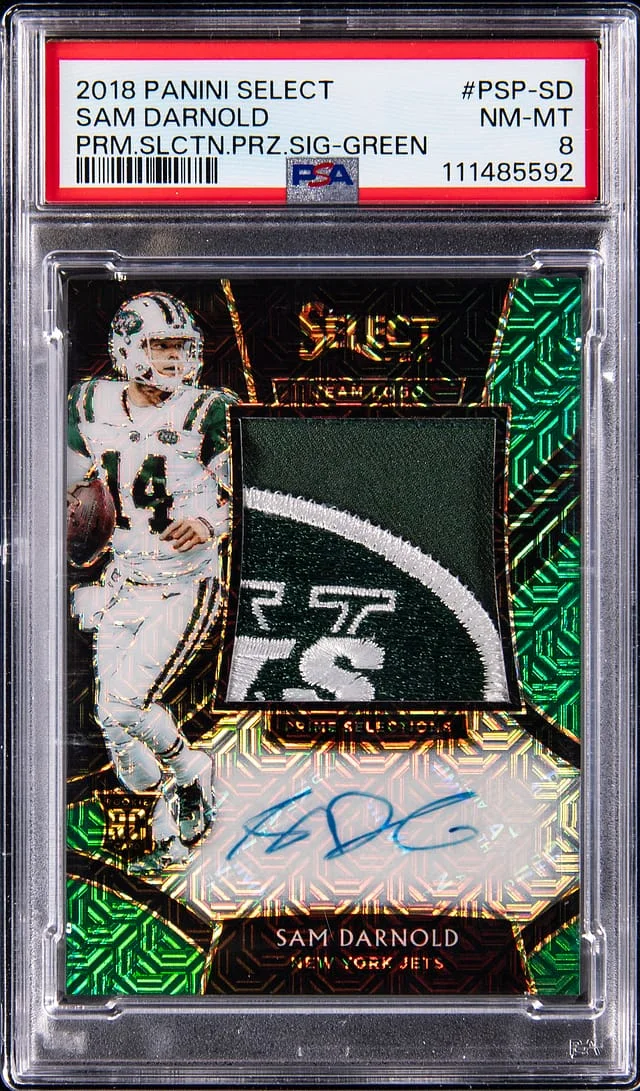 2018 Panini Select Sam Darnold Prime Selections Signatures Green Prizm #PSP-SD card image