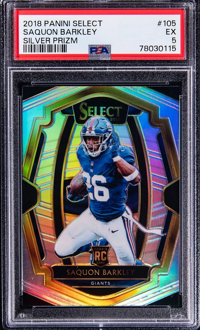 2018 Panini Select Saquon Barkley Silver Prizm #105 card image