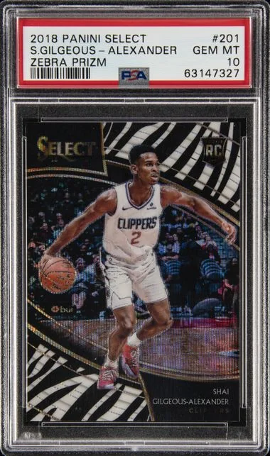 2018 Panini Select Shai Gilgeous-Alexander Zebra Prizm #201 card image