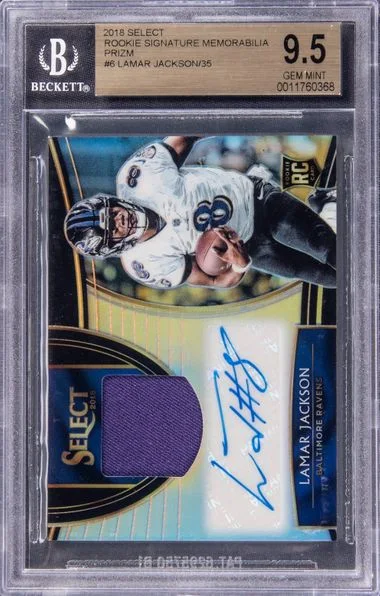 2018 Panini Select Signature Memorabilia RM-LJ Lamar Jackson #no-number card image