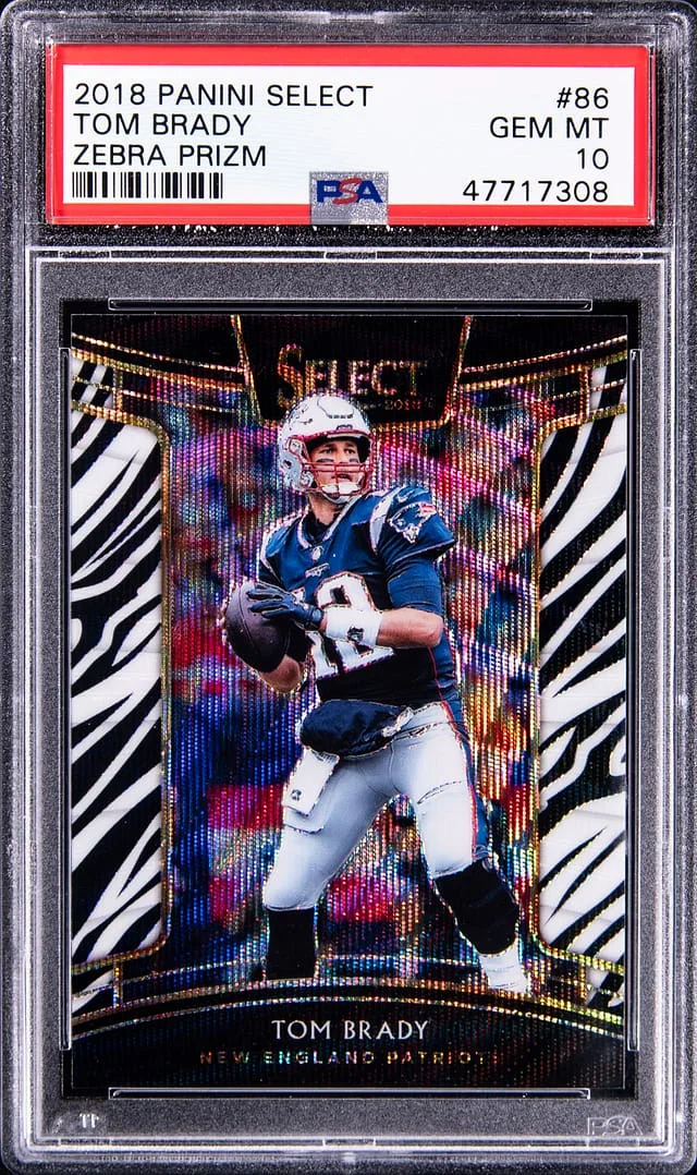 2018 Panini Select Tom Brady Zebra Prizm #86 card image