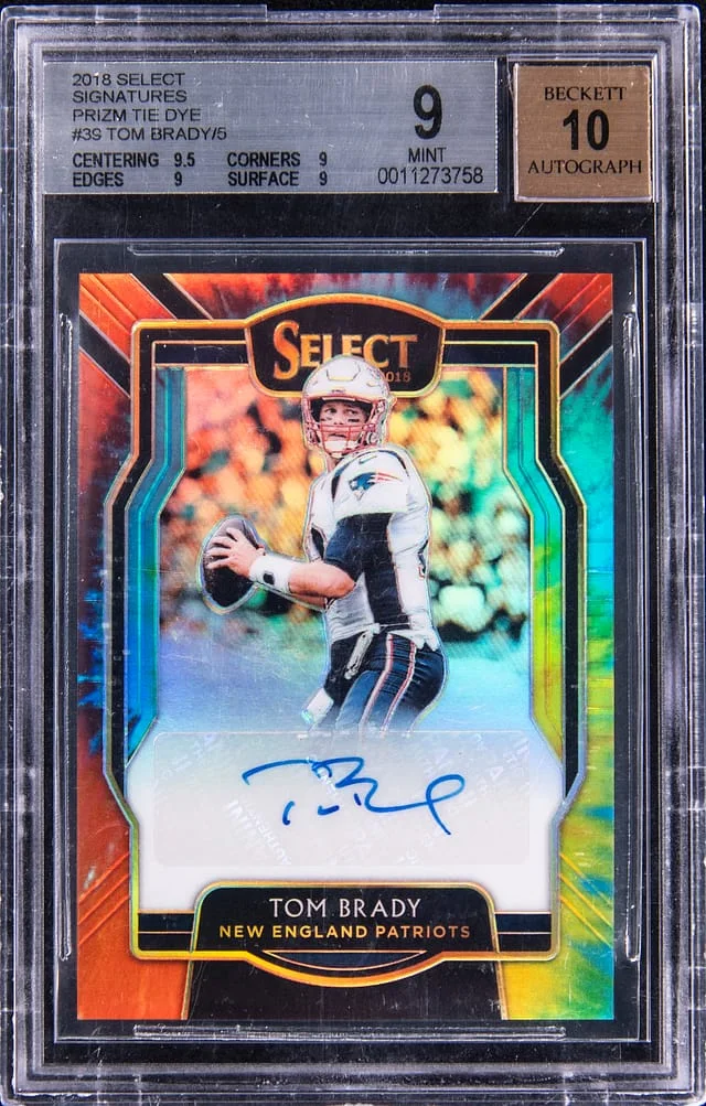 2018 Panini Select Tom Brady Signatures Tie Dye Prizm #SP-TB card image