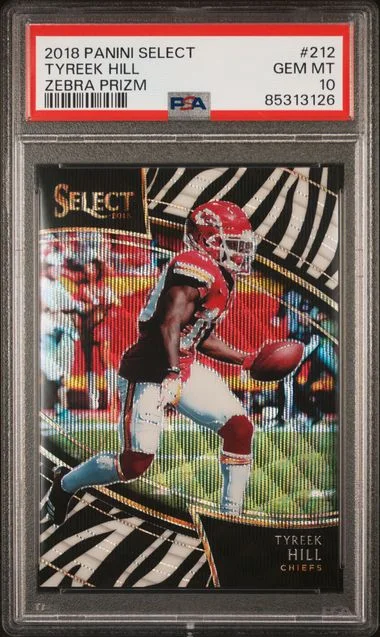 2018 Panini Select Tyreek Hill Zebra Prizm #212 card image