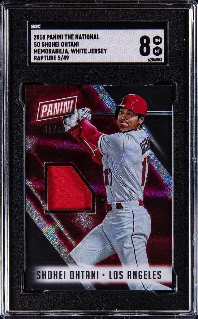 2018 Panini Shohei Ohtani The National Memorabilia White Jersey Rapture #SO card image
