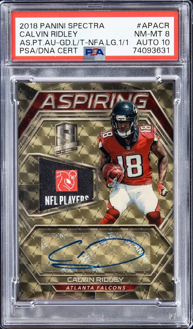 2018 Panini Spectra Aspiring Patch Autographs Gold Vinyl NFLPA Laundry #no-number card image