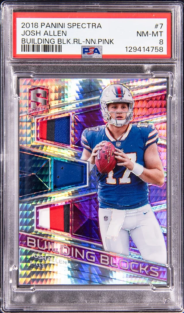 2018 Panini Spectra Josh Allen Building Blocks Neon Pink #7 card image